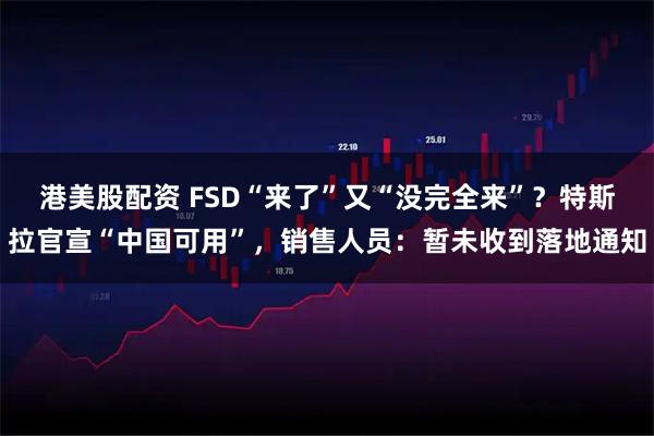 港美股配资 FSD“来了”又“没完全来”？特斯拉官宣“中国可用”，销售人员：暂未收到落地通知